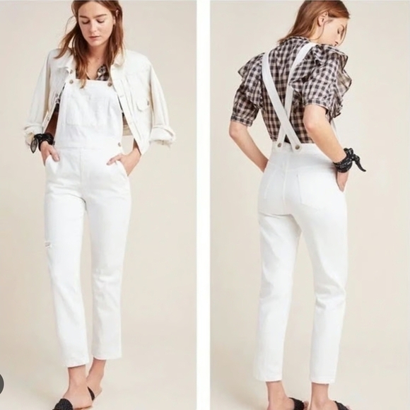 Pilcro and the Letterpress Denim - Pilcro and the Letterpress By Anthropologie Off White Jeans Overalls Size 26